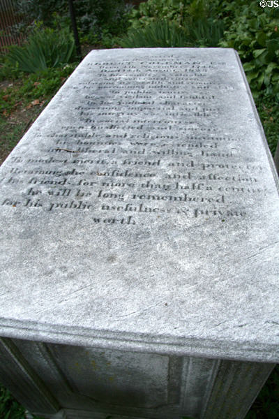 Tomb of Robert Coleman (1749-1825) legislator & father of Ann Coleman fiancee of President James Buchanan in graveyard of St. James Episcopal Church. Lancaster, PA.