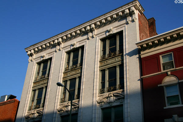 Upper facade of Bauman Building. Lancaster, PA.