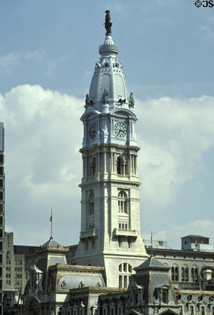 Tower of Philadelphia City Hall. Philadelphia, PA.