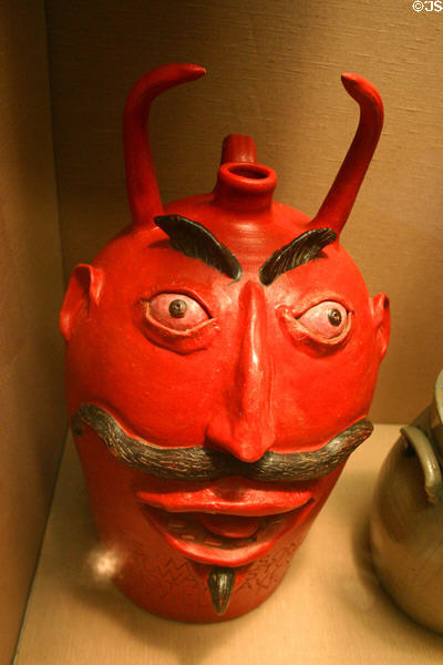 Advertising devil face jug (c1920-36) by Davis Brown of Brown Pottery Arden, NC, at Philadelphia Museum of Art. Philadelphia, PA.
