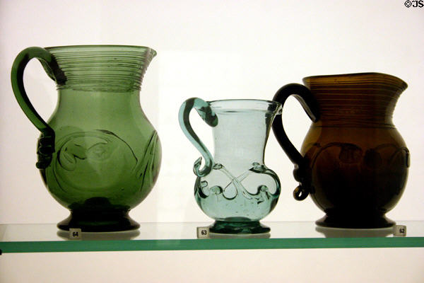 South Jersey traditional glass pitchers (c1810-70) at Philadelphia Museum of Art. Philadelphia, PA.