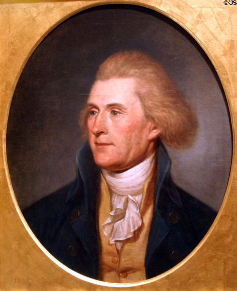 Portrait of Thomas Jefferson (1791-2) by Charles Willson Peale in National Portrait Gallery. Philadelphia, PA.