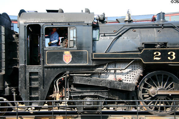 Cab of Canadian Pacific steam locomotive 2317 at Steamtown. Scranton, PA.