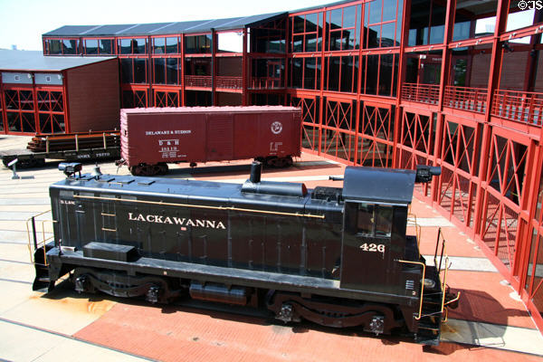 Lackawanna Diesel locomotive 426 & freight cars at Steamtown. Scranton, PA.