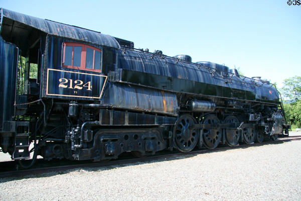 Reading 2-8-0 steam locomotive 2124 (1920) by Baldwin Locomotive Works rebuilt as 4-8-4 (1947) at Steamtown. Scranton, PA.