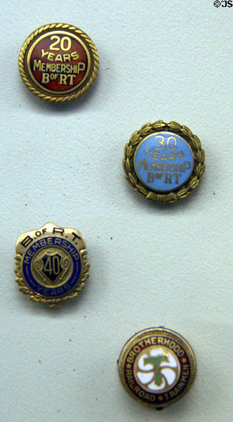 Labor union buttons at Steamtown. Scranton, PA.