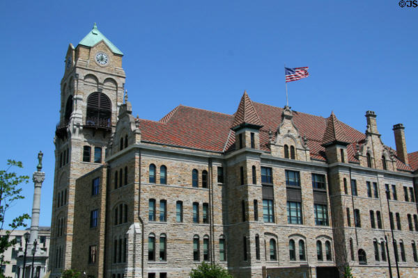 Lackawanna County Courthouse (1884) (200 N. Washington Ave.). Scranton, PA. Style: Romanesque Revival. Architect: Isaac G. Perry & others. On National Register.