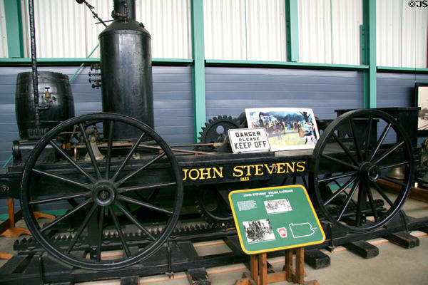 Replica of John Stevens Steam Carriage (original 1825) made for New York World's Fair (1940) by PRR at Railroad Museum of Pennsylvania. Strasburg, PA.