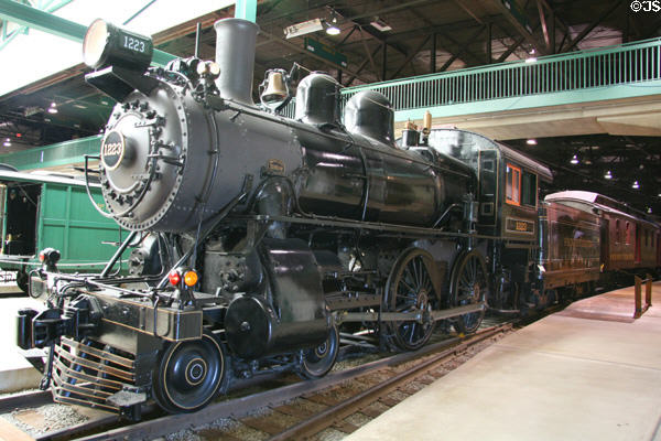Steam locomotive #1223 (1900-24) at Railroad Museum of Pennsylvania. Strasburg, PA. On National Register.
