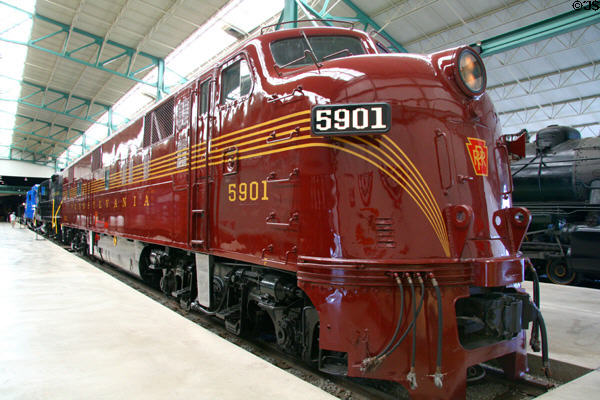 Diesel-electric locomotive PRR #5901 (1945) by General Motors at Railroad Museum of Pennsylvania. Strasburg, PA.
