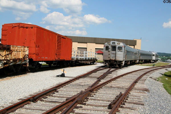 Freight cars & Rail Diesel Cars (RDC) at Railroad Museum of Pennsylvania. Strasburg, PA.
