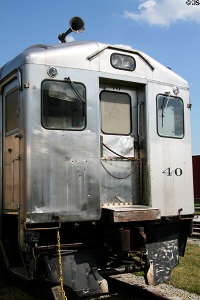 End of Lehigh Valley stainless steel domed RDC passenger car #40 (1951) at Railroad Museum of Pennsylvania. Strasburg, PA.