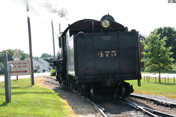 Tender of steam locomotive #475 crosses switches at Strasburg Railroad. Strasburg, PA.