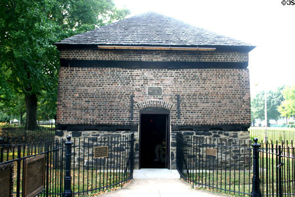 Block House of Fort Pitt (1764) by British Colonel Henry Bouquet guards the tip of Pittsburgh. Pittsburgh, PA.