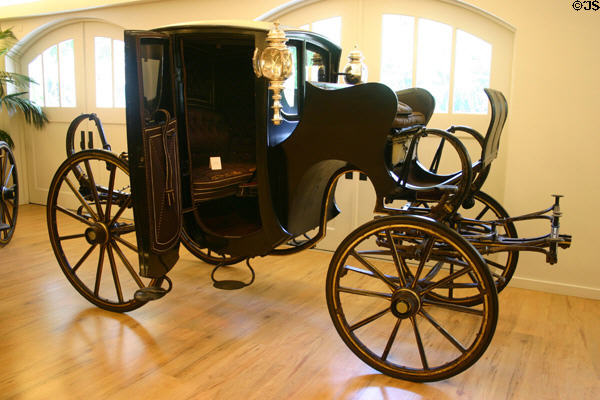 Brougham horse coach (late 19thC) at Frick Mansion Auto Collection. Pittsburgh, PA.