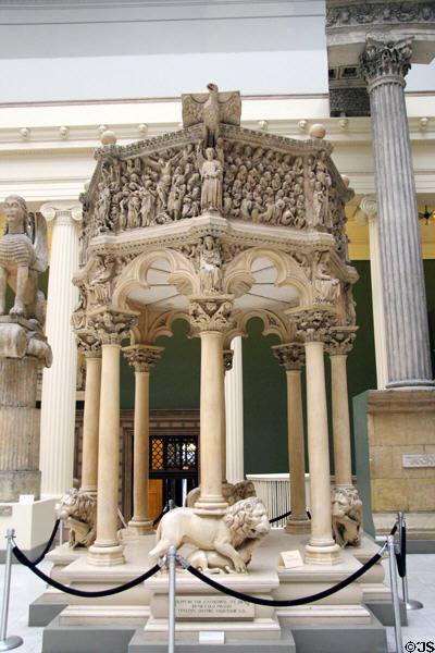 Reproduced pulpit from Cathedral of Siena by Niccolo Pisano in Hall of Architecture at Carnegie Museum. Pittsburgh, PA.