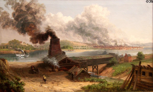 Pittsburgh Fifty Years Ago from the Walt Works on Saw Mill Run painting (1884) by Russell Smith at Carnegie Museum of Art. Pittsburgh, PA.