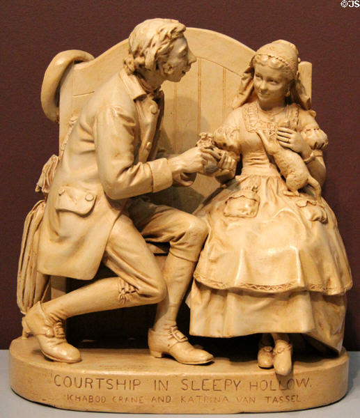 Courtship in Sleepy Hollow: Ichabod Crane & Katrina van Tassel sculpture (1868) by John Rogers at Carnegie Museum of Art. Pittsburgh, PA.