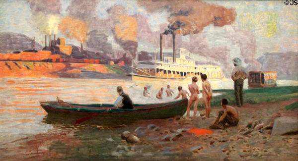 Steamboat on the Ohio painting (c1896) by Thomas Pollock Anshutz at Carnegie Museum of Art. Pittsburgh, PA.