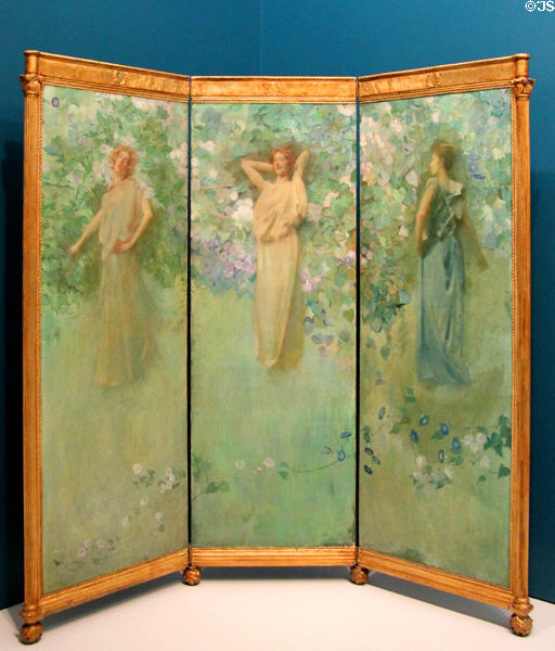 Morning Glories painting on three panels (c1900) by Thomas Wilmer Dewing at Carnegie Museum of Art. Pittsburgh, PA.