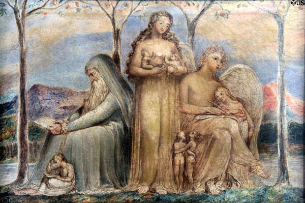 Faith, Hope, & Charity painting (1799) by William Blake at Carnegie Museum of Art. Pittsburgh, PA.