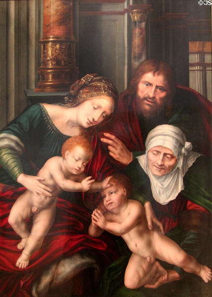 Holy Family with St Elizabeth & St John the Baptist painting (1530s) by Jan Massys at Carnegie Museum of Art. Pittsburgh, PA.
