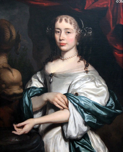 Portrait of a Lady by a Fountain (c1665) by Nicolaes Maes at Carnegie Museum of Art. Pittsburgh, PA.