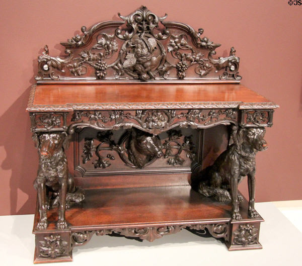 Sideboard carved with dog supports (c1855) attrib. to Alexander Roux at Carnegie Museum of Art. Pittsburgh, PA.