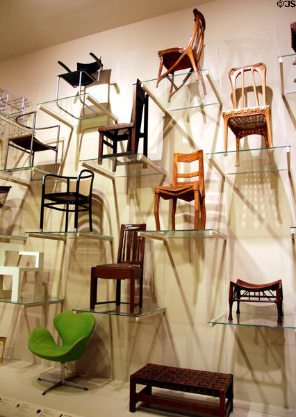 Display of chairs at Carnegie Museum of Art. Pittsburgh, PA.
