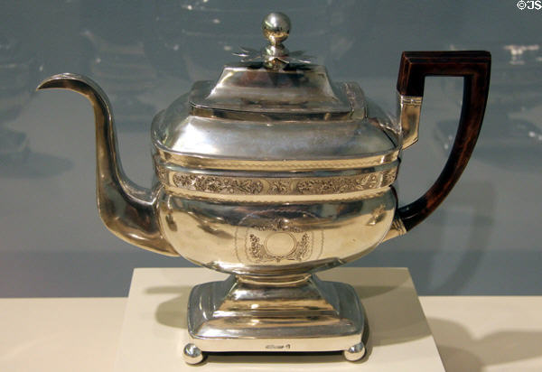 Silver teapot (1800-15) by Joseph Lownes of Philadelphia, PA at Carnegie Museum of Art. Pittsburgh, PA.