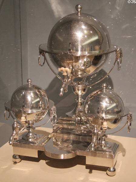 Silver plated tea machine (c1810) from Britain at Carnegie Museum of Art. Pittsburgh, PA.