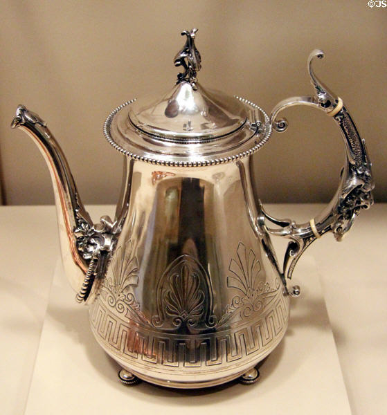 Silver coffeepot (c1865) by Gorham Manuf. Co. of Providence, RI at Carnegie Museum of Art. Pittsburgh, PA.