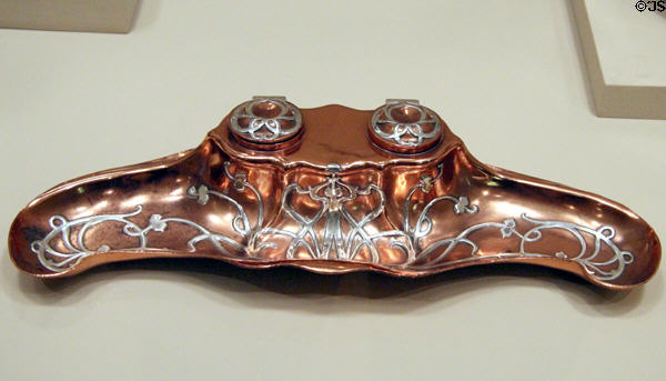Copper & silver inkwell (1901) by Gorham Manuf. Co. of Providence, RI at Carnegie Museum of Art. Pittsburgh, PA.