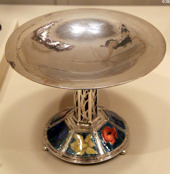 Silver & enamel fruit stand (1905) by Charles Robert Ashbee of Guild of Handicraft of London, England at Carnegie Museum of Art. Pittsburgh, PA.