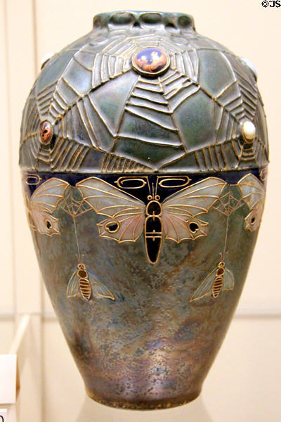 Stoneware semiramis vase (1904-6) by Amphora Porzellanfabrik of Czech Republic at Carnegie Museum of Art. Pittsburgh, PA.