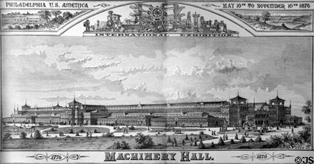 Machinery Hall at Centennial Exposition (1402x360 feet) (cost $577,637). Philadelphia, PA.