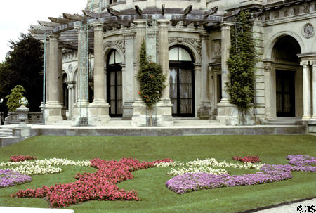 The Breakers columns & floral gardens. Newport, RI.
