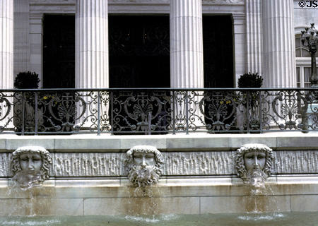 Marble House spouting head fountains along grand entry. Newport, RI.