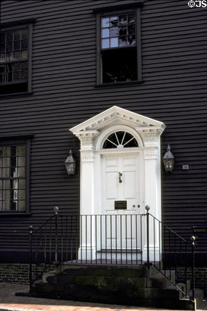 Wilbour Ellery House (1801) front door on Washington Square. Newport, RI. On National Register.