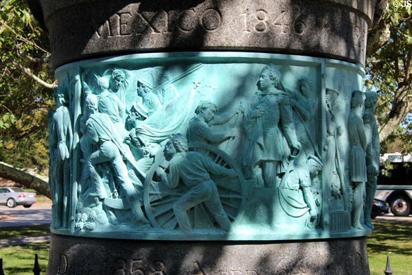 Relief on Matthew Perry monument base shows Mexico campaign (1846). Newport, RI.