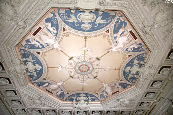 Ceiling painted with octagonal allegory of the four seasons in Morning Room at The Breakers. Newport, RI.