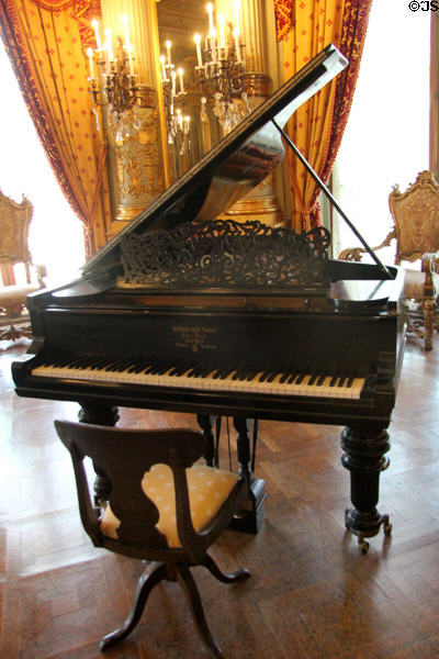 Grand piano by Steinway & Sons of New York in Music Room at The Breakers. Newport, RI.