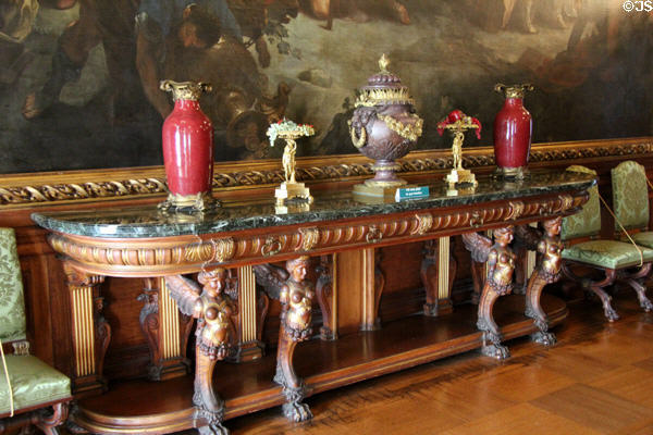 Sculpted centerpieces on dining room sideboard at The Elms. Newport, RI.