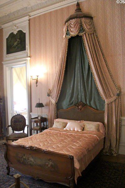 Draped bed in Louis XV Bedroom (aka Satinwood Room) at The Elms. Newport, RI.