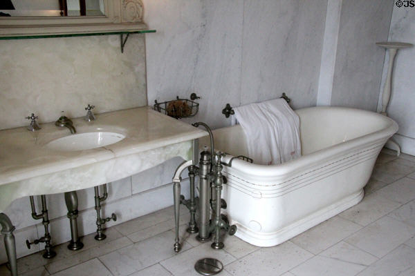 Mr. Berwind's bathroom with sink & tub at The Elms. Newport, RI.