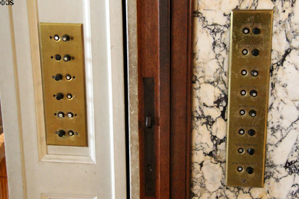 Push button light switches in Sitting Room at The Elms. Newport, RI.