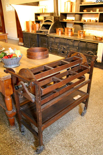 Rotating portable rack in kitchen at The Elms. Newport, RI.