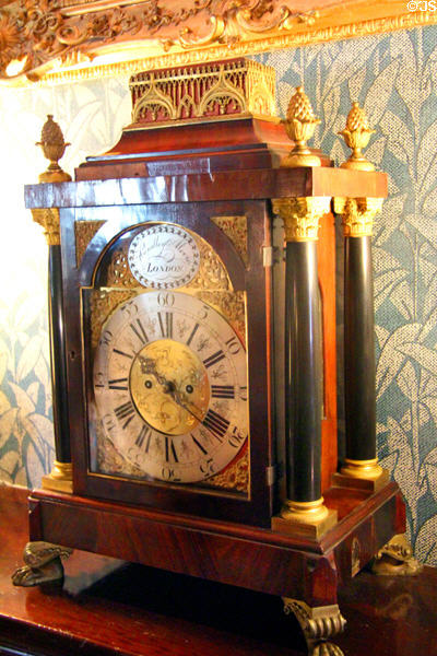 Mantel clock (early 19thC) by Handley & Moore of London at Kingscote. Newport, RI.