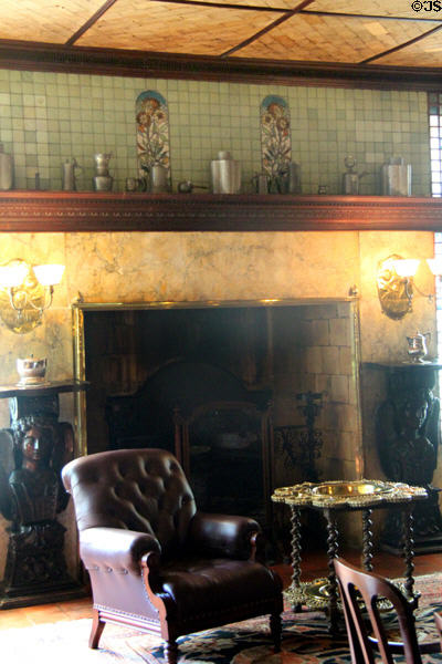 Dining Room fireplace at Kingscote. Newport, RI.
