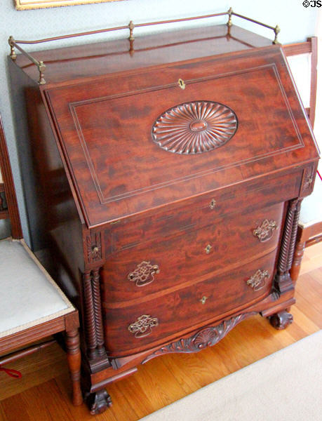Victorian mahogany Colonial Revival desk (c1890) by Paine Furniture Co. at Kingscote. Newport, RI.